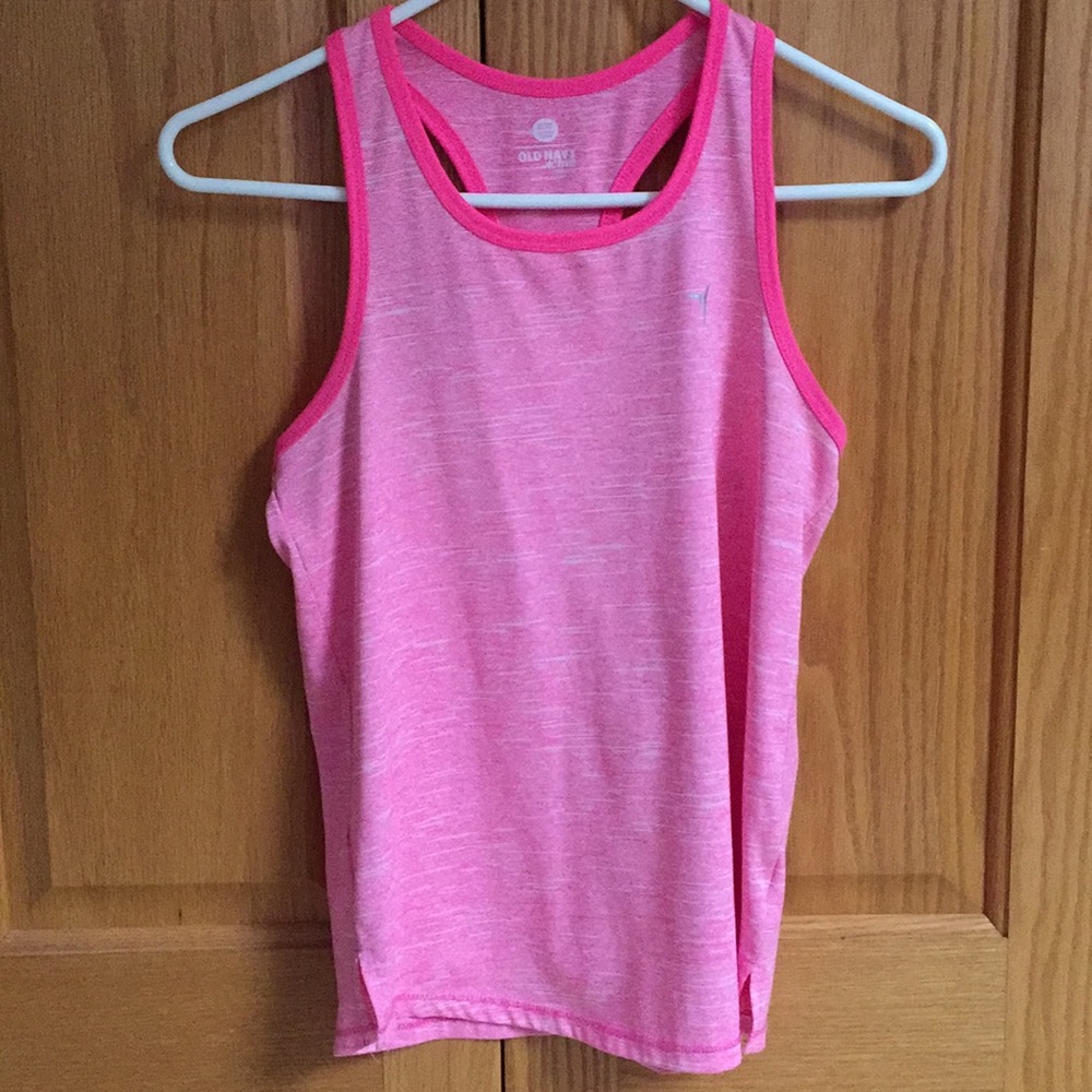 Neon pink sleeveless workout top
